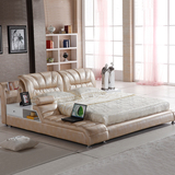 榻榻米床皮床双人床1.8米1.5板式床现代简约床高箱储物床抽屉收纳