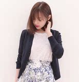 韩国正品代购进口女装2014秋装韩版简约修身显瘦短款针织开衫外套