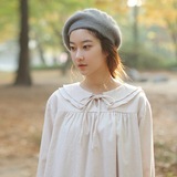 韩国东大门正品代购森林系羊毛混纺弹力纯色时尚针织贝雷帽画家帽