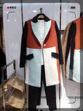 2015太平鸟女装专柜代购A1AA54354C0新款主题拼色撞色羊毛呢大衣