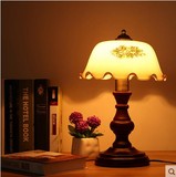 美式台灯复古实木创意客厅卧室床头灯美式乡村老上海装饰台灯9346
