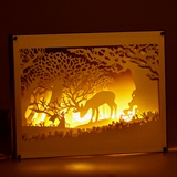 DIY成品3D立体相框光影纸雕灯小夜灯床头台灯生日礼物教师节包邮