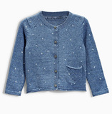 【现货】英国代购童装NEXT秋款女童蓝色蝴蝶针织衫 开衫 毛衣