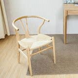 实木餐椅手工绳编书椅 Y型椅书桌椅chair 创意家具椅子 原木色