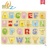 婴儿童手抓板木质拼图数字字母形状认知拼板男女孩宝宝2-4-6-8岁