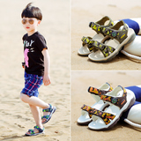 雅格熊童鞋儿童凉鞋男童韩版沙滩鞋迷彩露趾小中大童宝宝男孩夏季