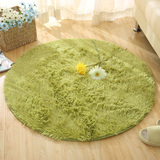 欧式圆形地毯草绿长毛客厅茶几卧室床边毯电脑椅瑜伽健身垫可水洗