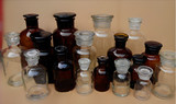试剂瓶棕色透明细口瓶大口瓶磨砂口瓶 棕色玻璃复古小药瓶密封瓶