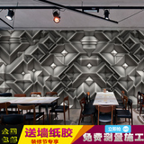工业风3D立体金属铁皮大型壁画网吧酒吧KTV餐厅背景墙壁纸无纺布