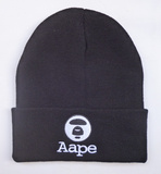 欧美猿猴AAPE毛线帽子Beanies针织帽男女冷嘻哈情侣滑雪保暖韩版