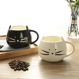 创意 可爱卡通黑白猫咪陶瓷杯马克情侣杯大容量马克杯水杯咖啡杯