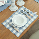 LIKE品质居家必备双层餐垫桌垫餐桌布艺色织#18牛仔蓝zakka日式