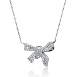 俊皇珠宝新款18K白金南非钻石0.34克拉钻石蝴蝶结吊坠连链专柜