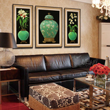 欧式客厅餐厅卧室沙发背景装饰画三联新古典壁画挂画有框画梅瓶