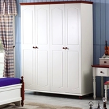 地中海衣柜简易卧室整体四门组装衣柜全实木欧式白色衣柜可定制