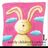 儿童房粉色可爱卡通兔子壁画现代清新客厅书房家庭无框装饰挂画
