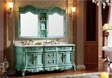 欧式橡木落地双盆大理石洗手台盆卫浴柜浴室柜组合美式高档卫浴柜