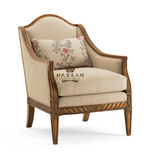 复古美式乡村法式实木仿古做旧沙发椅 定制尺寸颜色麻布单人沙发