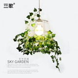 餐厅植物吊灯美式现代创意铁艺过道吧台阳台灯罩田园空中花园吊灯
