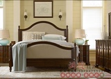 美式乡村实木双人床1.5米1.8m高档实木软包床 卧室布艺软包实木床