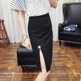特 韩国订单 特别显瘦显身材 高腰 高开叉 时尚有范儿 中长半裙