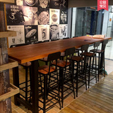 铁艺实木高脚桌吧台桌酒吧桌椅组合复古休闲吧凳创意餐厅咖啡长桌