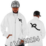 美国代购 嘻哈外套夹克 ROCAWEAR时尚个性嘻哈白色夹克拉链