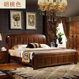 实木橡木床现代中式全实木1米8双人床婚床高箱储物1米5单人床包邮