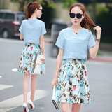 2016夏装新款韩版时尚套装裙子两件套显瘦女装文艺棉麻短袖连衣裙