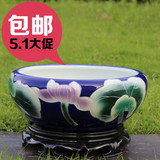 千年传统青花瓷盆缸碗莲睡莲绿萝陶瓷大花盆鱼缸水培植物水生宠物