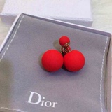 专柜代购 Dior迪奥 新款大小圆珠磨砂两用红色 耳钉