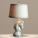 美式陶瓷台灯 书房欧式白色马头装饰台灯 创意个性客厅卧室床头灯