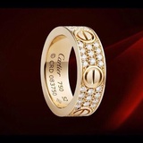 卡地亚满天星戒指18k玫瑰金镶钻情侣对戒钛钢指环男女时尚配饰品