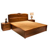 金丝胡桃木家具实木床米双人高箱床带储物无辅料中式现代全实木床