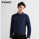 夏季韩版男士衬衣寸衫潮流青年商务休闲纯色修身格子男装长袖衬衫