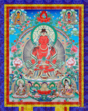 佛教西藏唐卡阿弥陀佛长寿佛638十字绣精准印花新款 可定制钻石画