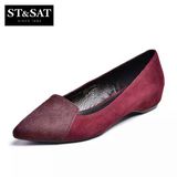 StSat星期六秋款请仓特价羊皮尖头低跟复古单鞋女鞋SS53115721