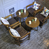 休闲咖啡椅 新款西餐厅桌椅 实木围椅 复古圆茶几连锁店订制