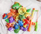 儿童益智玩具戏水磁性钓鱼玩具套餐 家庭广场0-3岁协调手足磁铁