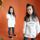 韩国女童装秋冬装新款中大童韩版纯棉加绒长款T恤卫衣儿童打底衫