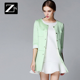 ZK春装新款简约女式风衣休闲外套单排扣修身女装