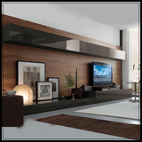 全屋定做视听柜整体客厅高档胡桃木色电视柜地柜吊柜组合套装Z299