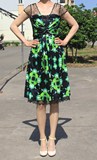 雅莹专柜正品代购女2015夏高级系列绿色真丝连衣裙G12EC4116B