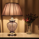 现代水晶装饰台灯客厅大号 奢华酒店卧室床头灯 蓝色布艺欧式台灯