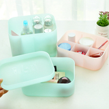 安安家 有盖化妆品收纳盒 桌面整理盒浴室塑料储物盒分类杂物盒