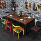 主题餐厅桌椅组合铁艺复古餐饮饭店奶茶店咖啡厅桌西餐厅实木餐桌