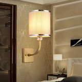 欧式壁灯卧室床头灯简约新中式铁艺小壁灯客厅电视墙灯布罩灯具饰