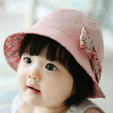 特惠新纯棉宝宝帽女婴儿帽子夏季小孩盆帽圆顶双面两用儿童渔夫帽