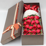 昆明本地鲜花店同城速递定送花情人节生日99朵红粉玫瑰长礼盒花束