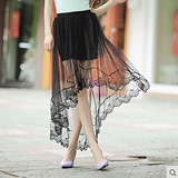 春夏季新款韩版女装蕾丝透明网纱半身裙包臀短裙中长款蓬蓬裙长裙